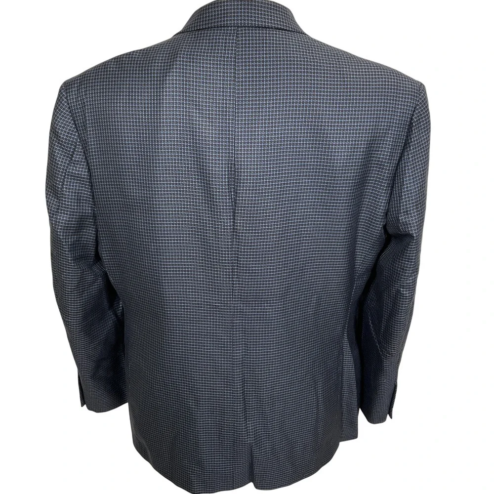 Paolo Vista Blazer Mens 42R Blue Micro Houndstooth Lightweight‎ Italian Luxury